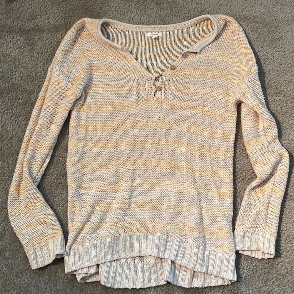 Maurice’s Cream and Yellow Henley Sweater